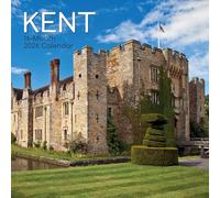 Kent Calendrier mural 2026, format carré de 16 mois, photographie de châteaux historiques et monuments, patrimoine britannique