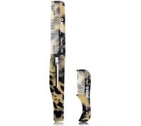 Kent Peigne pliant à dents fines 20T fait main + peigne de poche fait main pour barbe et moustache - Peigne à dents fines - Lisseur de barbe pour homme et kit de toilettage de barbe