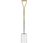 Kent & Stowe fourche à bêcher - Fourche de jardin en acier inoxydable pour bêcher, fourche à foin avec manche en frêne, longueur : 104 cm