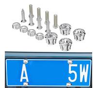 Kentekenplaat Schroef Kit - Roestvrij Staal Universel | Strass Bevestigingen Anti-Ratel Roestvrije Schroeven Voor Auto Kentekenplaat Houder, Eenvoudig Te Installer, Duurzaam