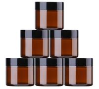 Kentop Bouteille Vide Pots en Verre Ronds 50ml Les récipients cosmétiques vides avec couvercles Noirs et Pots d'échantillon en 6Pcs