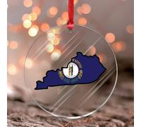 Kentucky Décoration de Noël ronde en forme de U Histoire américaine pour sapin de Noël Souvenir Drapeaux Boule de Noël en acrylique pour les fêtes