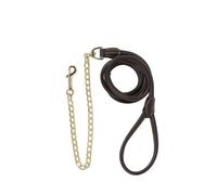 Kentucky Horsewear Laisse en cuir avec chaîne, couleur : marron.