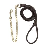 Kentucky Horsewear Laisse en cuir avec chaîne, couleur : marron.