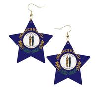Kentucky State Flag Boucles d'oreilles en cuir en forme d'étoile Accessoires de mode légers festivals fêtes vie quotidienne, One Size, Cuir, Pas de pierre précieuse