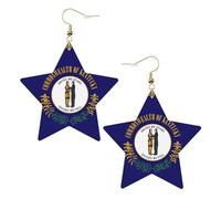 Kentucky State Flag Boucles d'oreilles en cuir en forme d'étoile Accessoires de mode légers festivals fêtes vie quotidienne, One Size, Cuir, Pas de pierre précieuse