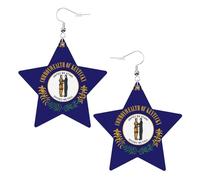 Kentucky State Flag Boucles d'oreilles en cuir en forme d'étoile Accessoires de mode légers festivals fêtes vie quotidienne, One Size, Cuir, Pas de pierre précieuse