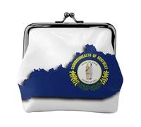 Kentucky State Flag Map Petite trousse de maquillage pour sac à main, sac de rangement pour cartes bancaires rétro compact multifonction, noir, One Size, Art déco