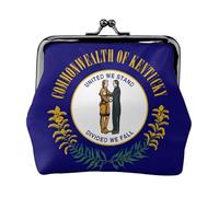 Kentucky State Flag Printed Microfiber PU Leather Wallet Kiss Lock Mini Pouch for Lipstick Key Change Organization