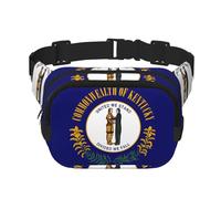 Kentucky State Flag Sac banane carré double couche pour activités de plein air telles que le sport, les voyages, la randonnée, le cyclisme, Noir , Taille unique