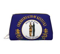 Kentucky State Flag Trousse de maquillage en cuir avec fermeture éclair Grande ouverture, blanc, Taille unique