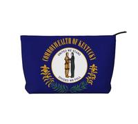 Kentucky State Flag Trousse de maquillage en velours côtelé pour femme avec fermeture éclair, convient pour les voyages et le rangement quotidien des produits cosmétiques, noir, taille unique