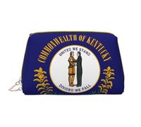 Kentucky State Flag Trousse de toilette en cuir étanche avec fermeture éclair pour femme Marron, blanc, Taille unique