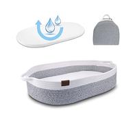 Kenuak® Panier à langer portable avec matelas imperméable, panier bébé pour nouveau-né, accessoires originaux pour liste cadeau de naissance, nid pliable gris