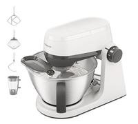 Kenwood Multi Tasker - Robot Pâtissier avec Blender, 1,7 kg pour Pain et Pizza, Mouvement Planétaire, Prise Accessoires, Couvercle Anti-éclaboussures avec Doseur, Blanc (KHC30.040WH)