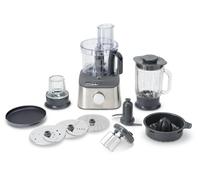 Kenwood Multipro Compact+ FDM313SS Robot de cuisine compact avec balance intégrée, lame en acier inoxydable, 3 plateaux de travail et 6 autres accessoires, boîtier en métal, 800 W, argent