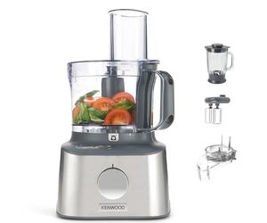 Kenwood Multipro Compact + FDM315SS Robot de cuisine compact, 2,1 l, balance intégrée, couteau en acier inoxydable, 4 disques de travail et 5 autres accessoires, boîtier en métal, 800 W, argenté