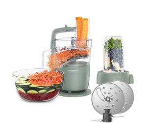 Kenwood MultiPro Compact Processeur alimentaire avec Express Serve, lame en acier inoxydable, disques pour couper et râper, récipient de 600 ml, fonction Pulse, vert eucalyptus (FDP23.380GR)