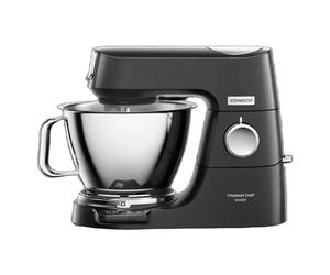 Kenwood Titanium Chef Baker Silver KVC85.004BK Mélangeur sur pied avec échelle intégrée, 3 crochets mélangeurs en acier inoxydable et fouet en caoutchouc, bols de 5 L et 3,5 L, 1200 W, noir