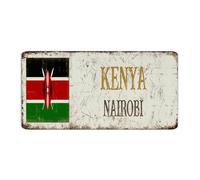 Kenya-Nairobi Panneau en métal de 15,2 x 30,5 cm - Décoration murale en aluminium - Souvenir de pays national - Plaque en étain pour entreprise