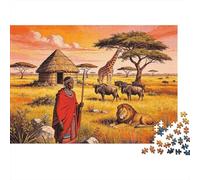 Kenya Savanna 1000 Piece Puzzle Recycled African Wildlife Senior Puzzle Accessoires de Jeu de Soirée Développe l’Intelligence des Enfants Educational Fun 70x50cm/1000pcs