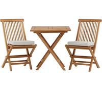 Kenya set de jardin table 70x70cm naturel, 2 chaises naturelles.