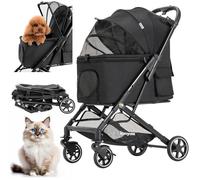 Kenyone Poussette pour animaux de compagnie pour chiens de petite et moyenne taille, durable avec cadre en aluminium léger, pliable en un clic, pas de fermeture éclair, roues en caoutchouc, plusieurs