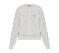 Kenzo - Cardigan en laine avec logo brodé - Femme - Pulls - Blanc - Taille: 40 FR