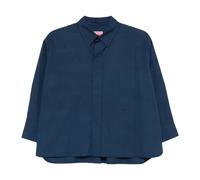 Kenzo - Chemise 3/4 Manches en Popeline de Coton - Femme - Blouses et Chemises - Bleu - Taille: 36 FR