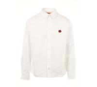 Kenzo - Chemise Casual Brodée Fleur Boke - Homme - Chemises - Blanc - Taille: L
