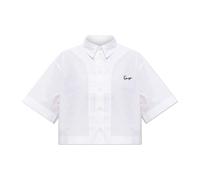 Kenzo - Chemise Courte avec Logo Brodé - Femme - Blouses et Chemises - Blanc - Taille: 40 FR