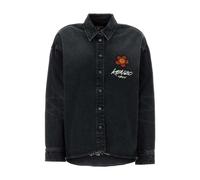 Kenzo - Chemise en denim à fleurs brodées - Femme - Blouses et Chemises - Noir - Taille: 34 FR