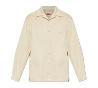 Kenzo - Chemise Signature Oversize en Coton à Chevrons - Homme - Chemises - Beige - Taille: L