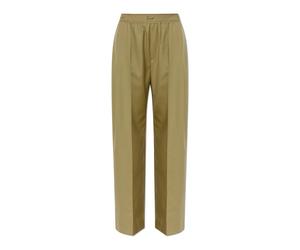 Kenzo - Pantalon Large en Laine - Femme - Pantalons - Vert - Taille: 42 FR