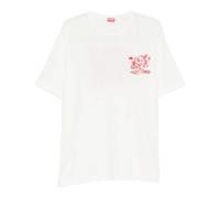 Kenzo - T-shirt brodé dessin animé avec contour - Homme - Tops - Blanc - Taille: L