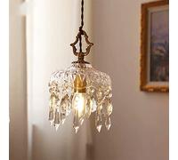 KEOJI Français Laiton Vintage Cristal Petit Lustre Entrée Couloir Balcon Chevet Entrée Bar Lustre en Verre