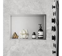 KEOKBON Douche niche murale en acier inoxydable 45 x 30 x 10 cm Étagère de douche individuelle Rangement Pas de carrelage nécessaire pour salle de bain Argent nano