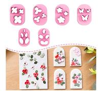 KEOKER Mini emporte-pièces argile et polymère pour bijoux en argile polymère, 6 formes florales, feuilles et papillons