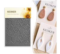 KEOKER Tapis de texture en dentelle pour argile polymère, fonctionne avec un cutter en argile polymère, même effet que le rouleau de texture en argile polymère, feuilles de texture dentelle pour