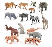 KEORHEZ 15 Pièces Animaux De La Jungle Animaux Jouet Dont Tigre Lion Mammouth Etc Largement Utilisé Sûr Et Respectueux De l'environnement Adapté Aux Enfants De 3 Ans Et Plus