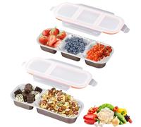 KEORHEZ 2 Pièces Boîte à Collation Avec Compartiments Snack Box Noix De Bonbons De Stockage Adaptées Au Travail Aux Pique-Niques Et Aux Réunions De Famille