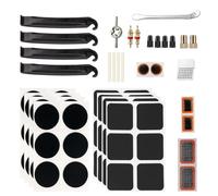 KEORHEZ 73 Pièces Kit Reparation Velo Rustine Chambre a Air Imperméable Anti-Crevaison, Portable avec Rustines Démonte-Pneus Etc pour Pneus De Vélo De Route Et VTT