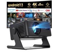 KEPEAK Vidéoprojecteur intelligent, Android, Full HD 1080p, mise au point automatique/correction trapézoïdale, rotatif à 180 °/Keystone automatique/WiFi 6/Bluetooth5.0, vidéoprojecteur 4K home cinéma