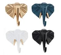 Kepfire L'éléphant Tête Moderne Mur Décoration Résine Animal Créatif Crochet Accueil Vestiaire harpe Porte-sac Cintre (Blanc, Or, Bleu, Noir)