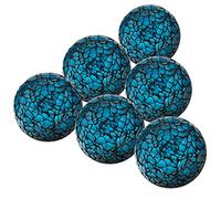 Kepfire Rond Boules de Verre en Mosaïque 6Pcs/6cm Crépiter Orbes Boules Vases Mariage Fête Décoratif - Bleu