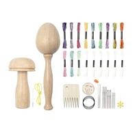 Kepgapo Kit de Fournitures de Reprisage 2 PièCes Oeuf de Reprisage pour Chaussettes Fournitures de Reprisage en Bois de Champignon avec Aiguilles à œIl Couture