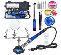 KEPIOG Kit de fer à souder, haute puissance 100 W, fer à souder à chauffage rapide, outils de réparation de carte de circuit imprimé avec loupe, kit de soudure numérique réglable 12 en 1.