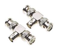 Keple Adaptateur 2X BNC mâle vers BNC Femelle, Lot de 2, Adaptateur BNC 50 ohms avec boîtier nickelé pour vidéosurveillance, antenne et Communication RF, Adaptateur 2 mâle vers 1 Femelle