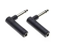 Keple Adaptateur Jack Mono 6,35 mm vers Jack Mono 6,35 mm à 90 degrés pour Haut-Parleur d'ampli de Guitare, Lot de 2