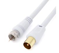 Keple Câble coaxial F-plug vers RF M-plug câble pour satellite Sat Freesat Sky Virgin BT TV HDTV DVB DVD radio/antenne coaxiale antenne coaxiale freeview câble adaptateur télévision - 0,5 m blanc